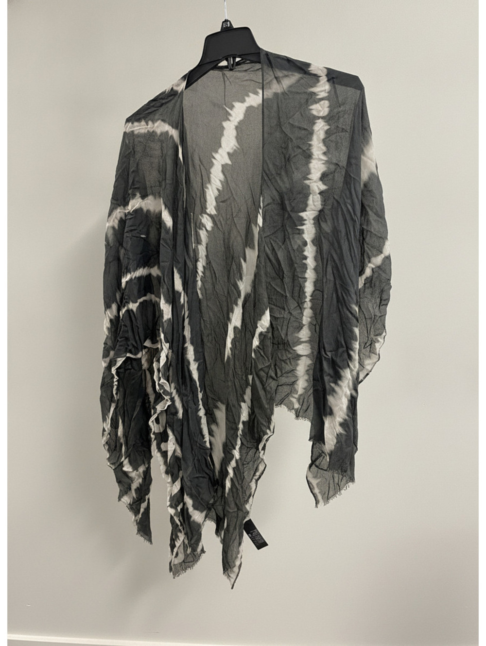 AllSaints Black and White Tie-Dye Shawl Wrap